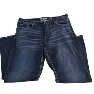 BKE Seth Mens 40R Dark Wash Straight‎ Leg Jeans White Stitch Detail Denim